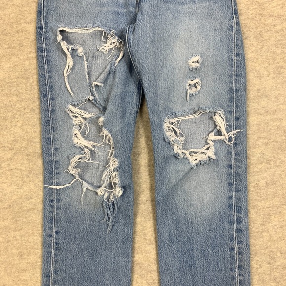 Levis Jeans Womens 25 Blue Pants 501 Button Fly Light Destroyed American Denim - Picture 4 of 16